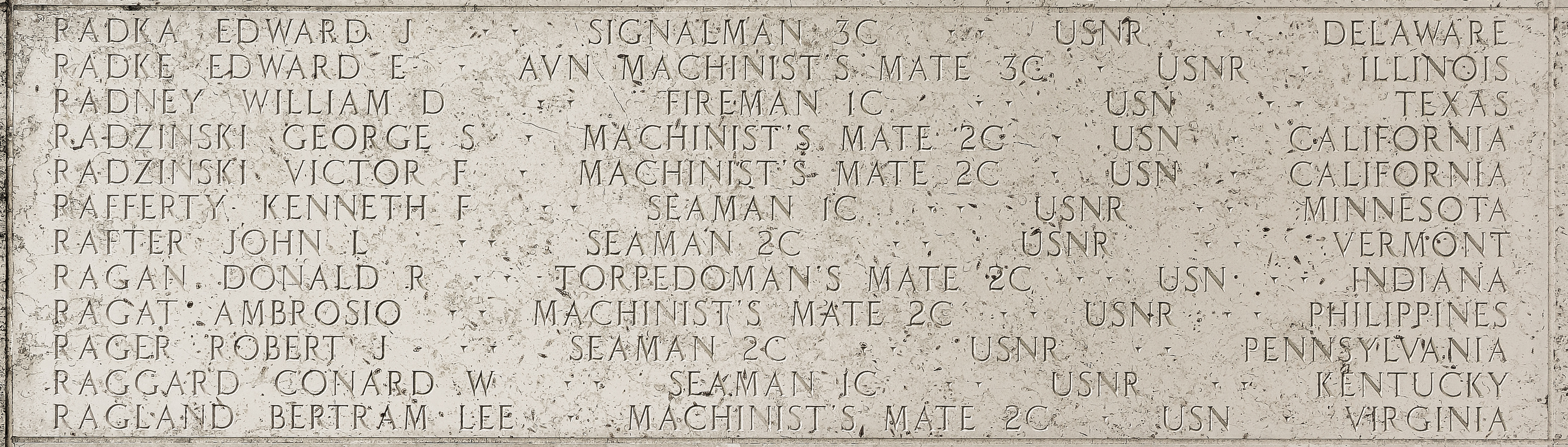 Donald R. Ragan, Torpedoman's Mate Second Class